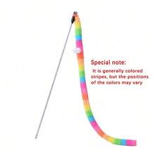 1pc Colorful Plush Caterpillar Cat Toy - Interesting Interactive Cat Teaser Wand, Scratch-Resistant & Durable, Battery-Free - Pink - View 5