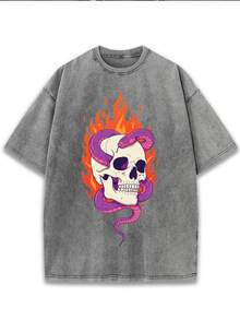 New 2026 Model, 100% Washed Cotton, Urban Casual Style, Suitable For Parties Or Festivals, Soft And Breathable Fabric, Modern Print Design, Unisex, Lightweight And Comfortable To Wear, Vintage Fashion Design. - 黑色 - 查看 7