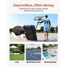 Portable Basketball Stand, 10 Ft Height Adjustment Basketball Hoop & Goal, Portable Basketballs Hoop With 48 Inch PC Backboard & Wheels For Kids, Teens, Adults In Driveways, Pools, Schools - 10 ft with Wheels - 查看 6