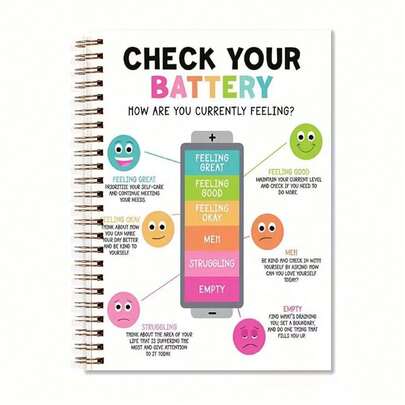 1pc Colorful Cartoon Mood Tracking Spiral Notebook, Self-Care, Daily Record, Office Supplies, School Essential, Inspirational Gift For Friends