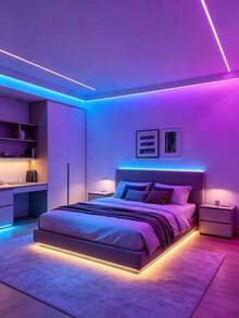 Tira de luz LED neón RGB de 44 teclas con control remoto + alimentada por USB - Cambio de color, regulable, con control remoto, apta para dormitorio, TV, resistente al agua, decoración de RV, decoración de fiesta, tira de luz neón flexible, DIY - luz colorida - Ver 7