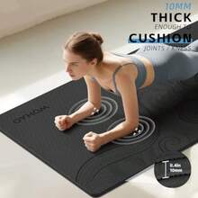 Tapete de yoga grande de 193 x 102 x 1 cm antideslizante ancho y grueso versátil para estiramientos estudio de yoga gimnasio entrenamientos en casa y en exteriores - negro - Ver 5