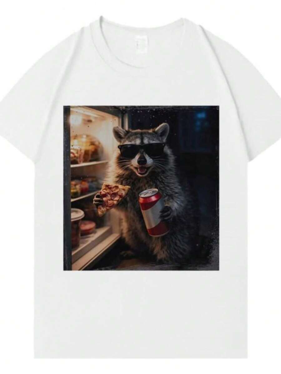 Women's T-ShirtsFunny Cat T-Shirts Unisex Short Sleeves Teenagers Hip Hop Casual Comfort High Quality Tee Men's Harajuku Oversized Loose T Shirt - 白色 - 查看 1