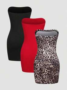 Vestido de 3 piezas ajustado tipo body para mujer, perfecto para atuendos de Año Nuevo - Multicolor 4 - Ver 2