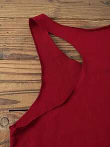 Camiseta de tirantes casual con estampado de flor de loto, apropiada para el verano - Burdeos - Ver 4