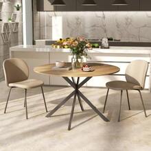 Round Dining Table For 4 People, Ø120, Industrial-Style Kitchen Table With Steel Legs, For Dining Room, Kitchen, Home Office, Oak - Oak - 查看 4