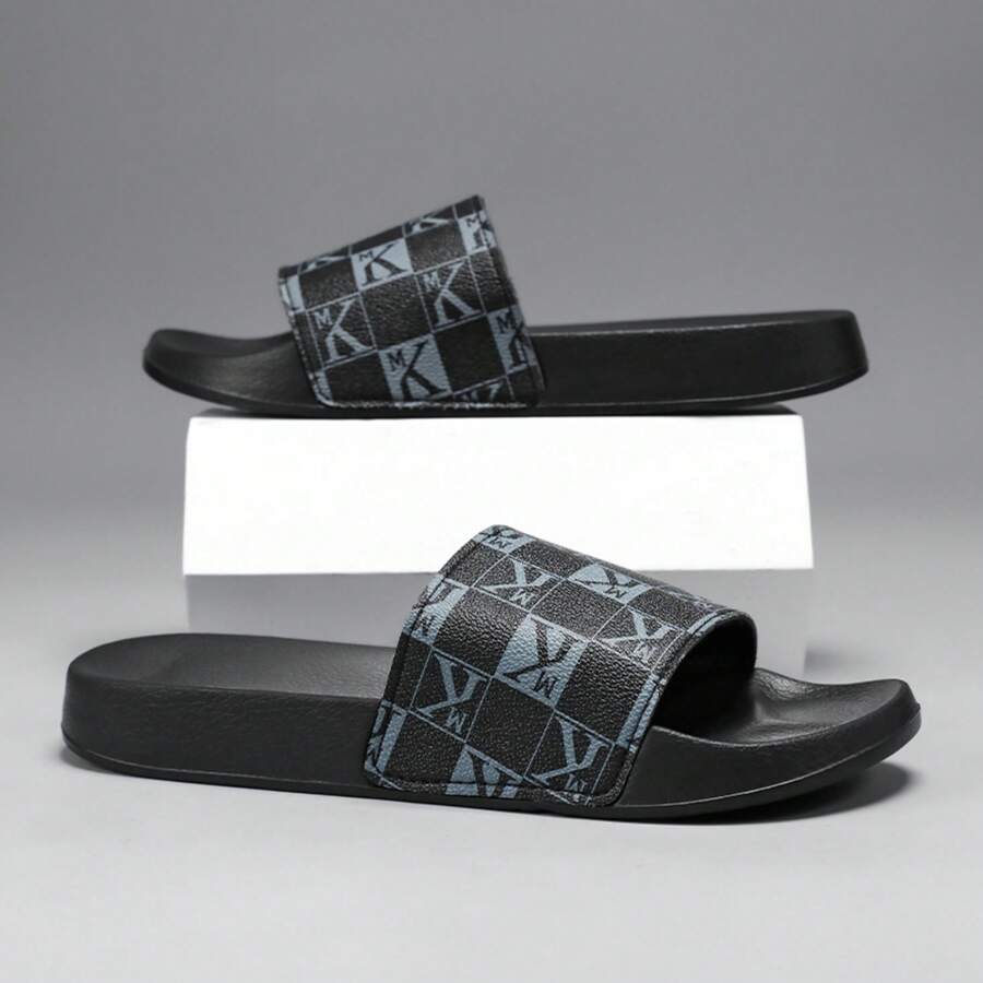 Men's Soft EVA Flat Slides, Indoor/Outdoor Casual Slippers, Super Comfortable Non-Slip Durable Slippers For Daily Wear - Black - View 1
