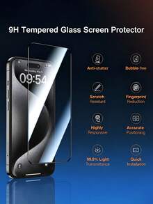 4入裝 超高清鋼化玻璃螢幕保護貼，附絲印黑色邊框，相容 iPhone 17 Pro Max/17 Pro/17 Air/17 E/17/16 Pro Max/16 Pro/16 Plus/16/15/14/13/12/11，超高清顯示、保護殼友善、抗指紋抗油污、觸控順滑靈敏、抗摔抗刮，日常通勤必備手機配件 - 無色 - 查看 8