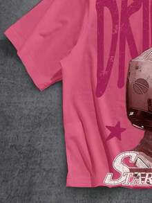 Manfinity Men's Cartoon Letter Graphic T-Shirt - Red - View 4