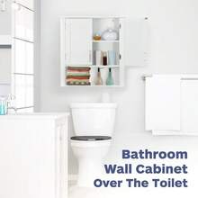 Bathroom Wall Cabinet Over The Toilet, White Medicine Cabinet With 2 Doors And Adjustable Inner Shelves, For Bathroom, Living Room - Default - View 3