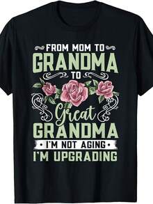 Men's Black Crew Neck T-Shirt With Inspirational Phrases About Grandmothers, Mother's Day, Grandmother, T-Shirt For Grandma. - 黑色 - 查看 1