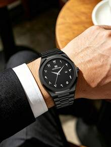 男士 42mm 阿拉伯數字錶盤時尚八角形設計商務手錶 不鏽鋼錶帶 原裝石英機芯 金色 & 銀色 & 黑色 適合日常裝飾 & 節日禮物 & 工作通勤休閒男士腕錶 - 銀色 - 查看 4
