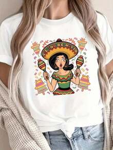 Nueva Camiseta de Moda para Mujer con Cuello Redondo, Estilo Moderno y Minimalista, Ropa de Verano para Mujer, Camiseta con Estampado Gráfico en Oferta, Top Casual de Manga Corta para Primavera y Verano, Ropa de Mujer, Funda Protectora para Teléfono, Conjuntos de Algodón para Vacaciones, Ropa Casual para Mujer, Diseño Versátil Listo para el Verano. - Blanco - Ver 11