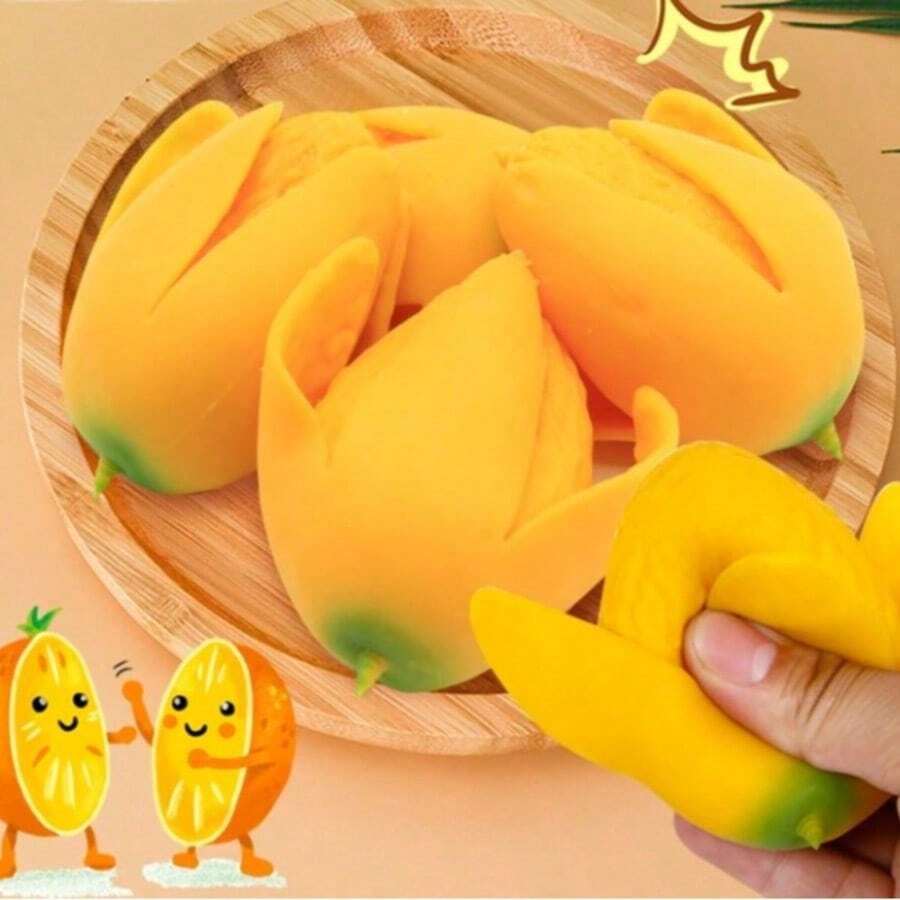 1个创意减压玩具，可剥皮芒果挤压玩具，逼真小水果慢回弹趣味减压球 - 彩色 - 查看 1