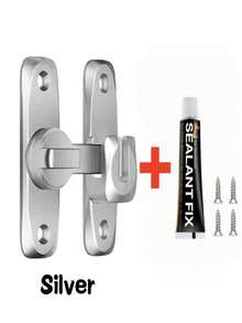 Adhesive Thickened Universal Card Lock, Bathroom Retro Anti-Theft Lock, 90/180 Degree Rotating Door Installation Bolt, Cabinet Sliding Latch Lock, No Drilling Required - Buckle - View 13