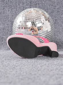 2026 New Thick Bottom Non-Fatiguing High Heel Sandals, Summer Chunky Heel Platform Peep-Toe Women Shoes - Pink - View 8