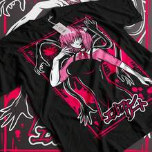 Unisex Elfen Lied Lucy Anime T-Shirt_ Manga Waifu Horror Tee Camiseta 100% Algodón Unisex - Playera Casual Premium de Corte Cómodo - Negro - Ver 1