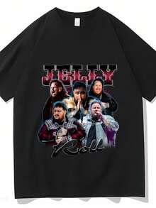 Women's Blouses Singer Jelly Roll Graphic Printing Tshirts Cotton Short Sleeve Tee-Shirts Hip Hop Clothes Fashion Casual Vintage Unisex T-Shirts - 黑色 - 查看 1