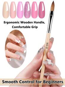 6pcs Acrylic Nail Brush Set, Suitable For Acrylic Nail Painting, Acrylic Powder Brushing, Professional DIY Home Salon And Beginner Nail Extension And 3D Carving - Multicolor - View 6