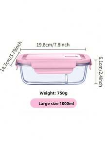 2 piezas Caja Bento de Vidrio con Tapa Rosa, Caja Bento Dividida de Gran Capacidad 410/680ml, Contenedor de Almacenamiento de Alimentos de Vidrio, Diseño Apilable con Cierre para Almacenamiento en Refrigerador y Cocina, Caja de Almacenamiento de Alimentos Vegetales para Microondas, Suministros para Regreso a Clases y el Hogar - Rosa Pálido - Ver 10