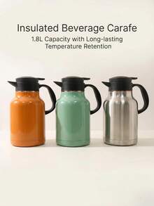 1.8L Large Capacity 304 Stainless Steel Insulated Kettle With Detachable Tea Infuser Safety Latch Single Hand Operation Leakproof Wide Mouth Drip Proof Spout Thermal Pot For Coffee Thick Soup Arabian Mint Tea Household Drinkware - Multicolor - View 11