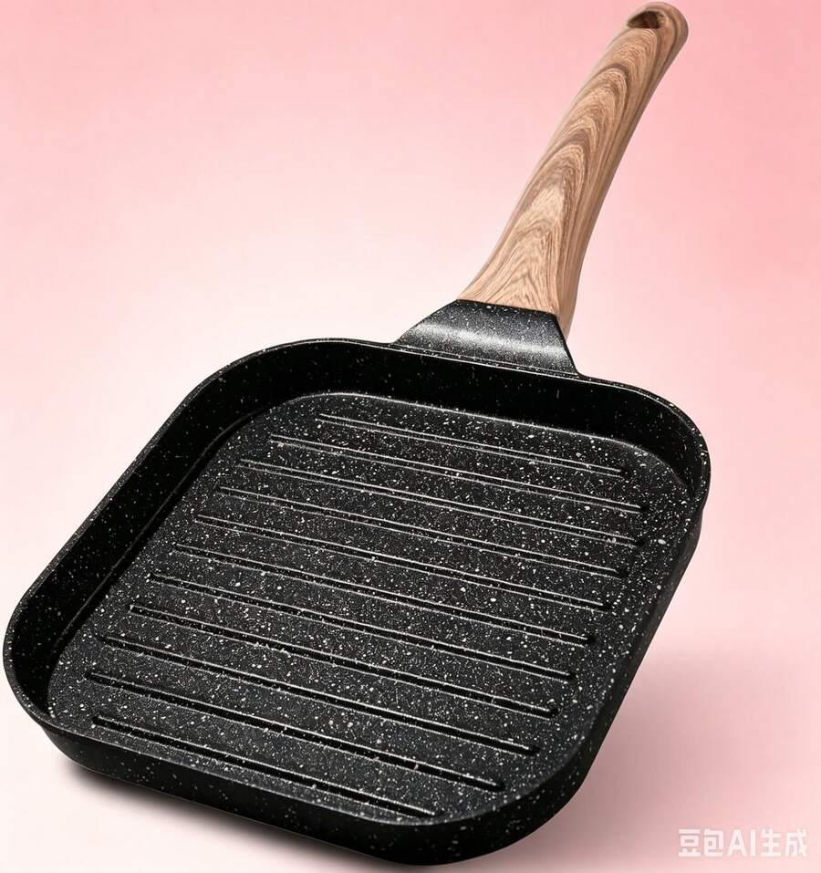 7 Inch Nonstick Small Grill Pan For Indoor Cooking, Versatile Induction Square Grilling Skillet Steak Pan For Stove Tops,  Free, Black - Black - View 1