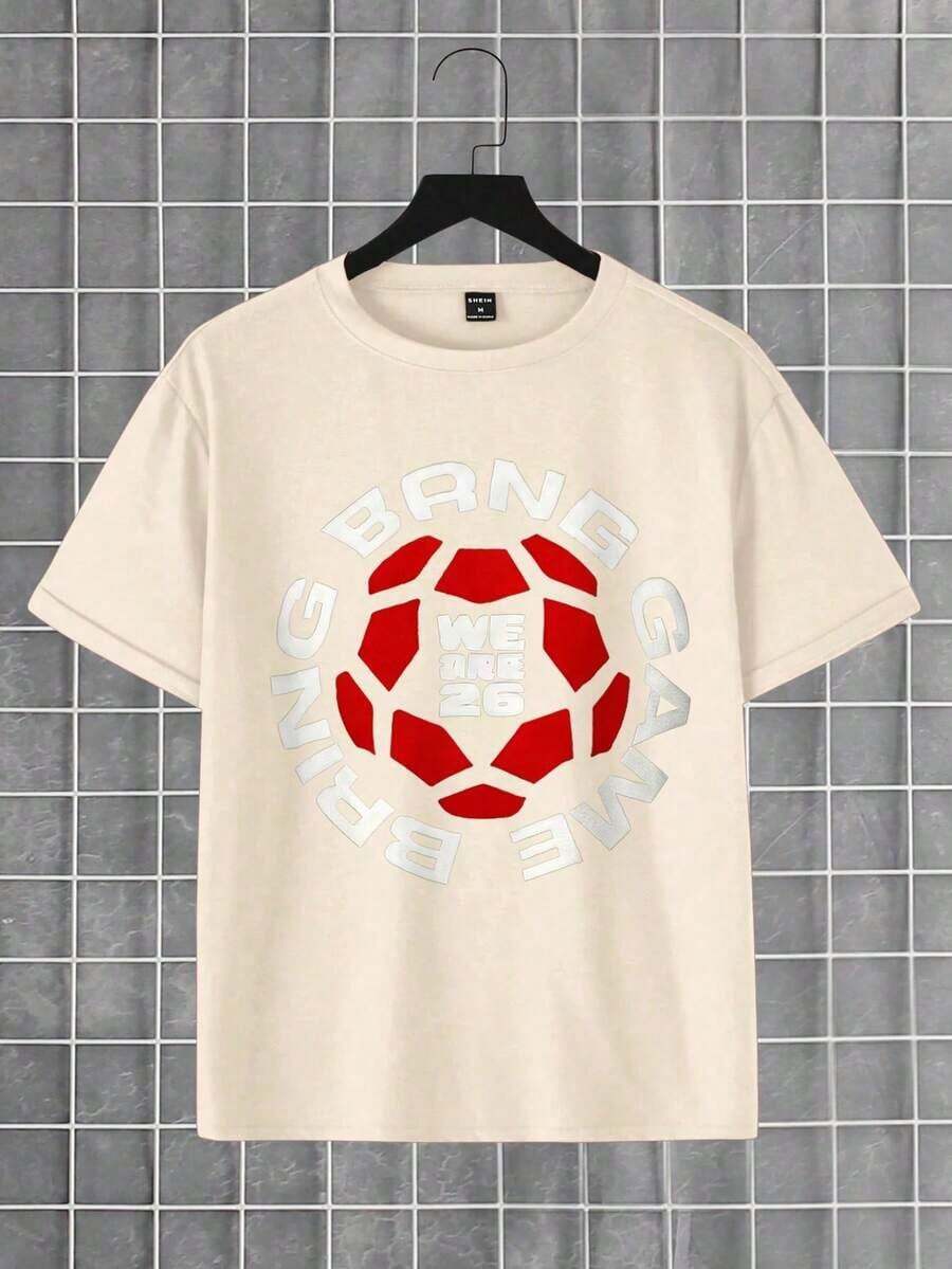 1 X 2026 Summer T-Shirt Featuring The USA, Canada, And Mexico; Streetwear Style Printed Tees; World Cup Themed; Portugal Themed Prints; Suitable For Casual Wear; Styles For Men And Women; Perfect As A Birthday Gift For Soccer Fans. 100% Cotton. - 杏色 - 查看 1