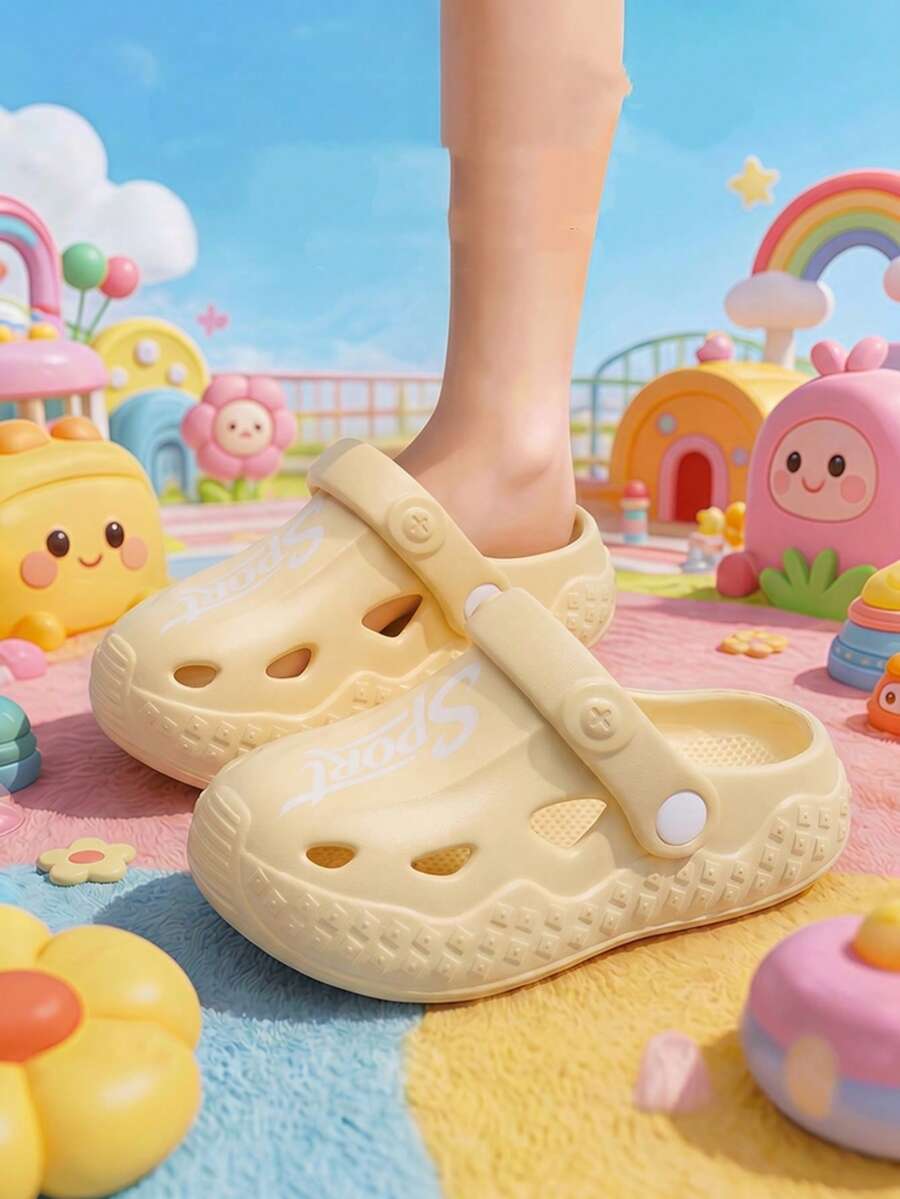 1 Pair Kids' Summer Soft Bottom Cartoon Cute Breathable Sandals, Suitable For Home & Outdoor Activities - Kuning - View 1