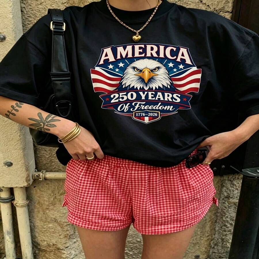 Heartfelt Daily Casual Graphic T-Shirt 100% Cotton Oversized Soft Breathable Casual Crewneck Short Sleeve Top Vintage Aesthetic Red Checkered Shorts Street Style Fashion Lovers Casual Wearers Daily Outfit Enthusiasts Gift Givers