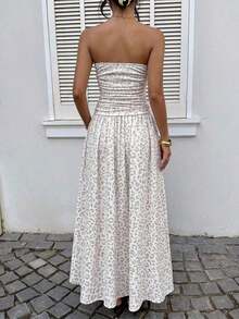 YkhahaMainGRL Vestido bandeau con cintura ceñida y estampado de lunares, estilo vacacionalYkhaha - Multicolor 3 - Ver 4