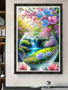 Bộ tranh đính đá, tranh phong cảnh, tranh trang trí tường ngày lễ cho phòng ngủ, văn phòng hoặc phòng khách - Quà tặng thủ công, tranh khảm tự làm. - viên kim cương tròn - Xem 2