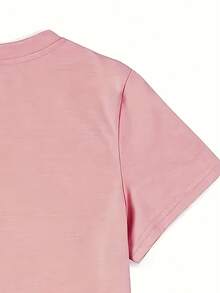 Camiseta Casual de Manga Corta para Mujer - Rosa - Ver 3