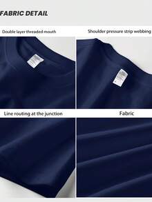 Men's Short-Sleeved T-Shirt, 100% Cotton, Fashion Brand, Casual Summer Style, One Size Fits Most, Relaxed Fit, Versatile Garment Suitable For All Seasons. Can Be Worn As A Base Layer In Spring And Autumn Or On Its Own In Summer. Unisex Style, Perfect For Friends. Fashion Brand T-Shirt, 100% Cotton And Heavyweight. - 藏青色 - 查看 3