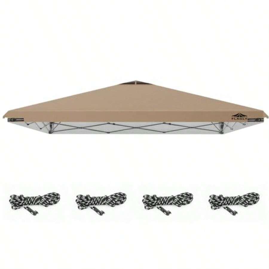 Toldo de Repuesto de 12x12 pies con Ventilación de Aire, Cubierta Superior de Carpa Impermeable y con Protección UV para Marco de Carpa de Patas Rectas - para Exteriores, Patio, Eventos, Ferias - Caqui - Ver 1