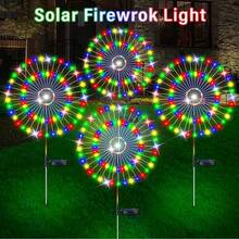 Solar Powered Firework Decorative Lights, 8 Lighting Modes, Suitable For Yard/Garden/Villa Pathway Outdoor Lighting, Smart Sensor - Light Sensor And Auto Brightness Adjustment - 地插煙火燈 - 查看 1
