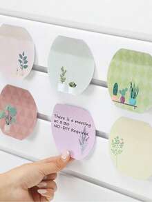 4pcs Asymmetric Plant Shaped Sticky Notes, Self-Adhesive Memo Pad, Creative Aquarium Decoration, Reusable Notes For Office & Student - B - View 5