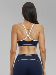 MFVIM Women's Criss-Cross Back Yoga Bra, Seamless Sports Bra For Outdoor Running, Fitness, Yoga, Pilates, Suitable For Daily Commute, Outdoor Activities, Jogging, Cycling, Gym Workout - Blue - View 10