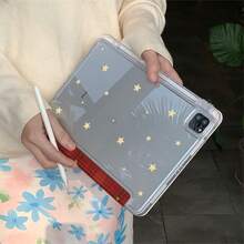 韓式簡約紅格紋星星平板保護殼，適用於 Apple 11代、12代、Air 82026 新 Pro 11、Mini 7、10代、Air 7/6，防彎曲 11吋平板保護套，適合女孩與男孩 - 紅色 - 查看 3