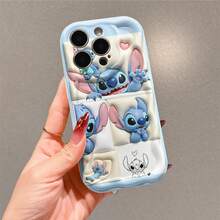 Officially Licensed Disney Lilo & Stitch Phone Case, This Protective Cover Displays 5 Cute Stitch Poses Arranged In A Grid Layout, With Plush‑Style Texture And Heart Accents On A Creamy Off‑White Base. Crafted From Flexible, Durable TPU Material, It Guards Against Scratches, Bumps And Minor Impacts, With A Raised Camera Frame For Lens Safety. Its Slim, Lightweight Design Ensures Easy Portability, Compatible With IPhone 17, 16, 15, 14, 13, 12, 11 Pro Models, Making It A Thoughtful Gift For Stitch Lovers. - 白色 - 查看 2