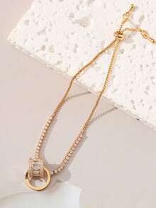 1pc Geometric Design Bracelet, Delicate Niche Style, Luxury Elegant Versatile Accessory - Gold - View 3