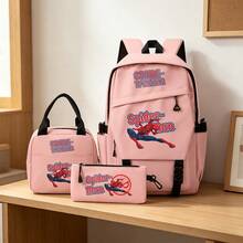 Miniso Marvel Spider-Man Crime-Fighter 3 PiecesPink Backpack Set Laptop Bag With Insulated Bag & Pencil Case Suitable For Office, Study And Travel - Pink - View 6