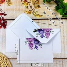 20/50 件优雅简约清新白色信封，牡丹和丁香花图案，高端卡片，明信片，返校邀请函 - 彩色 - 查看 9