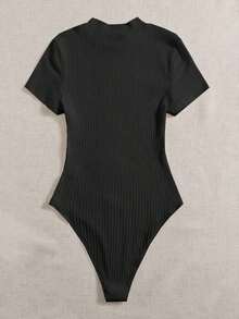 Body tejido de canalé de cuello alto - Negro - Ver 2