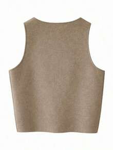Nuevo top sin mangas de verano de estilo libre para mujeres, elegante y único de alta gama, romántico, de negocios casuales, para vacaciones, graduación o Día de la Independencia.El tamaño es pequeño, se sugiere pedir una talla talla grande grande. - Caqui - Ver 2