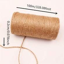 100m/328.08foot DIY Hemp Rope Decoration Retro Coarse Hemp Woven Hanging Rope Woven Tag Hemp Rope Cylinder, Back To School Supplies, Can Be Used As High-Quality Gifts - Khaki - View 5