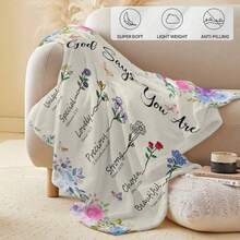 Christian Gifts For Women, Soft Blanket With Flowers And Bible Verse, Spiritual Flannel Throw For Sofa, Religious Gifts For Women, Home Decor Air-Conditioned Blanket, 280 G/M² Flannel Fabric, Single-Sided Print - 白色 - 查看 4