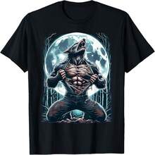 Werewolf Tearing Shirt Meme Ripping Alpha Tear Wolf Fullmoon T-Shirt - Black - View 1