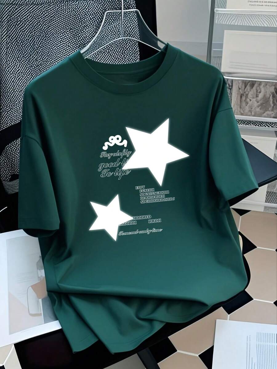 Summer Short-Sleeved T-Shirt, Fitted Design, Sheer Undershirt#3333 - Dark Green - View 1