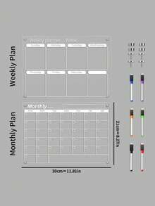 Magnetic Transparent Schedule Planner Board, Blank / Weekly / Monthly Plan, 3 Styles Available, Erasable Office & Home Memo Tool - Multicolor - View 14