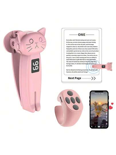 Remote Page Turner, Compatible With Kindle Paperwhite Oasis And Other E-Book Readers, Camera Remote With Video Recording Function, Compatible With IPad And Android Tablets (Pink), Suitable For Summer Vacation And Travel, Portable Camera Shutter, Travel Camera Remote Control, Smartphone Remote Control